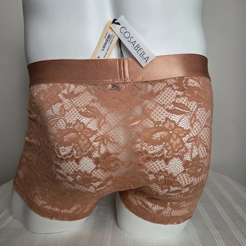 Cosabella Men's Designer Lace Trunks Floral Stretch Underwear New Classic Brown